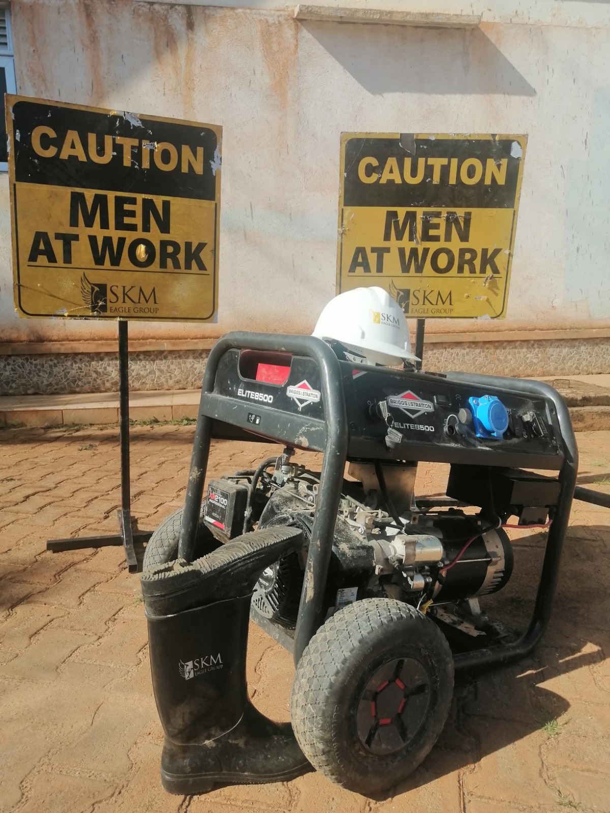 SKM construction equipment in the yard